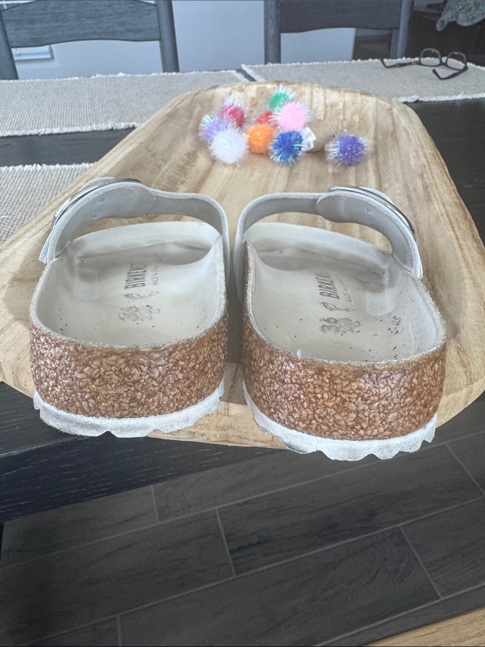 Birkenstock White Madrid Big Buckle Slide Sandals - Picture 3 of 12